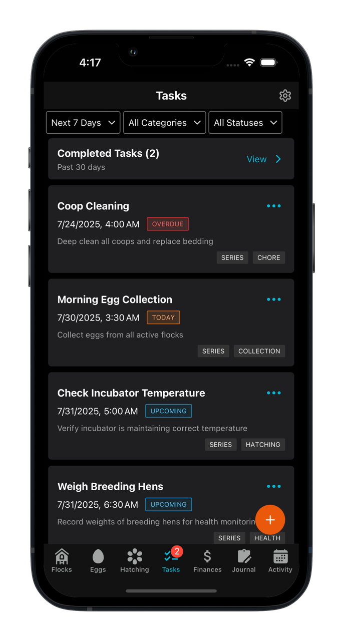 Calendar view for task scheduling